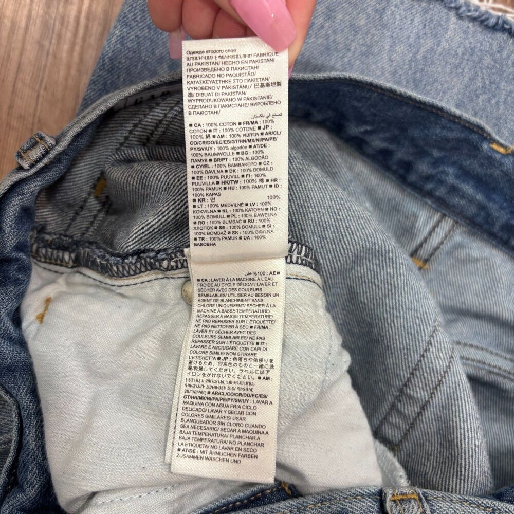 The Gap Low Rise Wide Leg Distressed Stride Jeans Women's Size 28/6 Tall Raw Hem - Picture 5 of 10